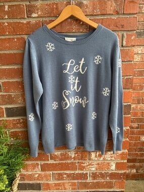 Christopher & Banks Blue 'Let it Snow' Crewneck Sweater